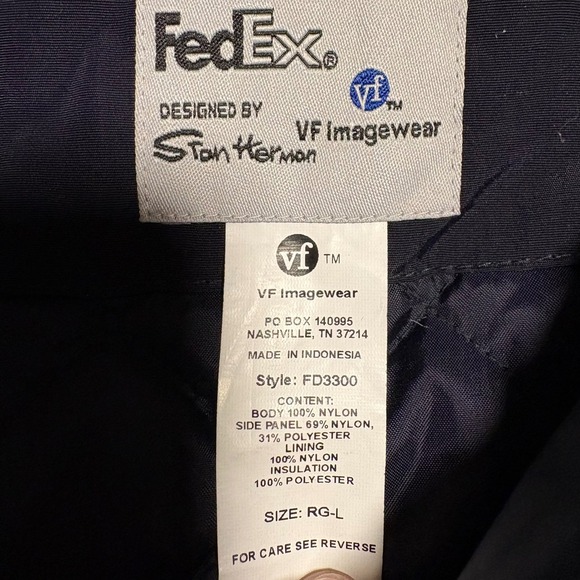 FedEx VF Imagewear Insulated Hooded Jacket Mens Large Reflective Stan Herman - Picture 4 of 6